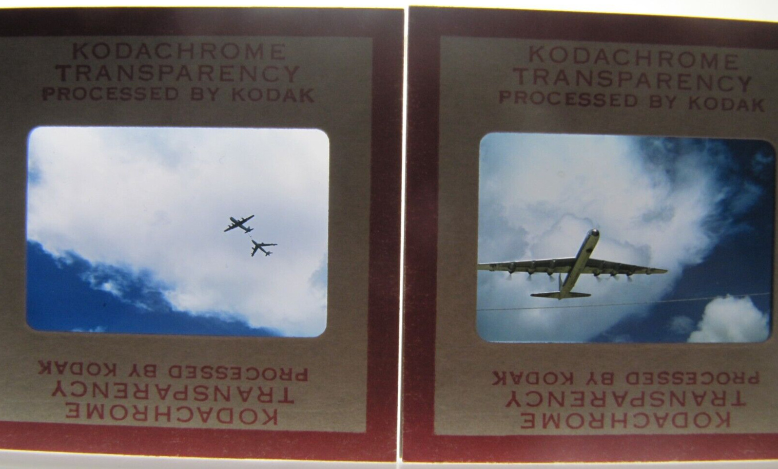 USAF Aircraft KC-97 Refueling B-47 + B-36 In Clouds 35mm Slides 1950s?