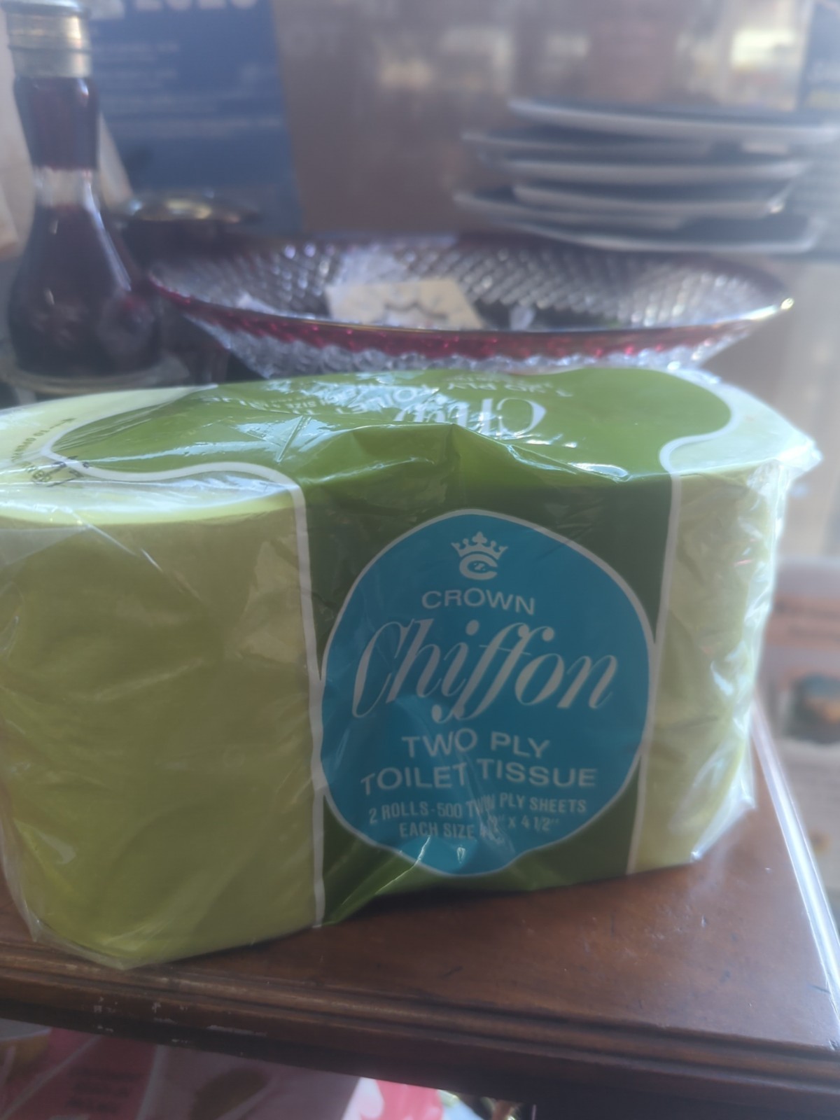 Vintage NOS Crown Chiffon Toilet  Paper Green 1963 Unused Movie Set Unused Prop