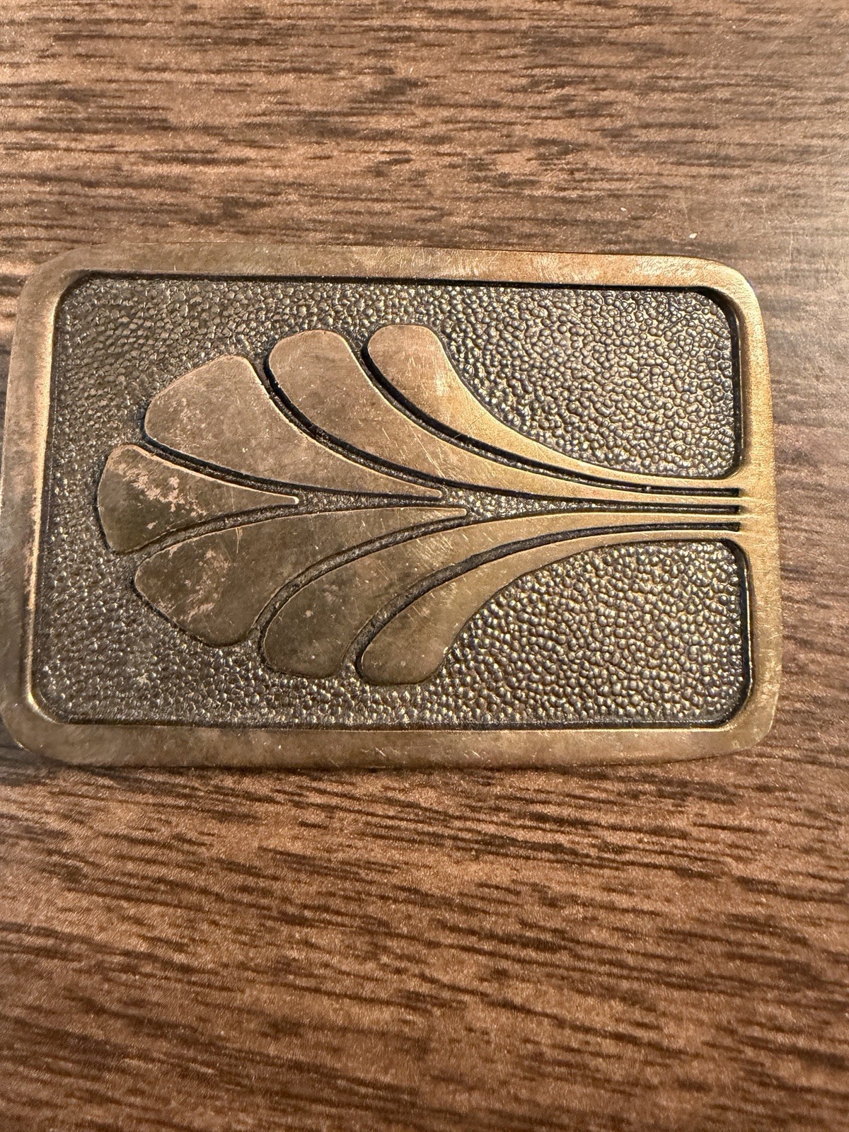 Vintage 1970s BTS Basic Tool Supply Art Deco Tulip Belt Buckle Brass RARE