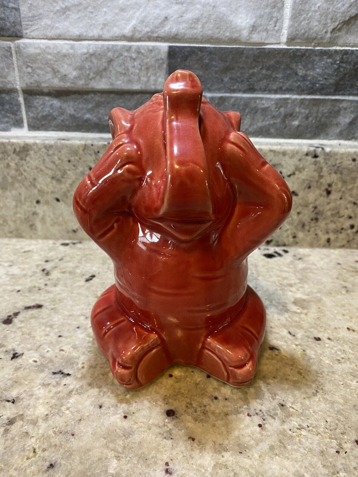Bohemian Style Elephant Ceramic 7” Red Statue 