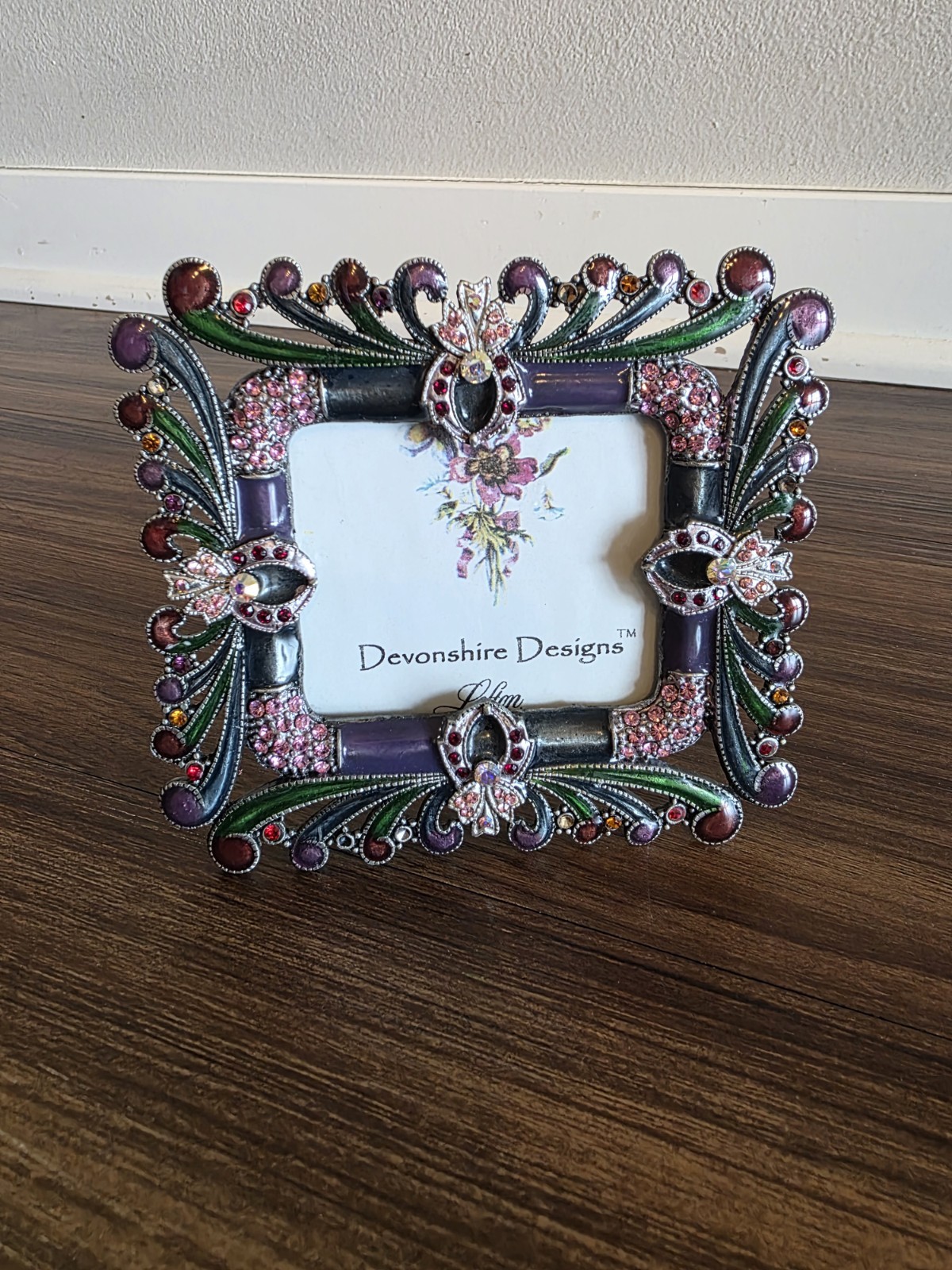 Devonshire Designs by Lefton Ornate Jeweled Photo Frame Resin Read