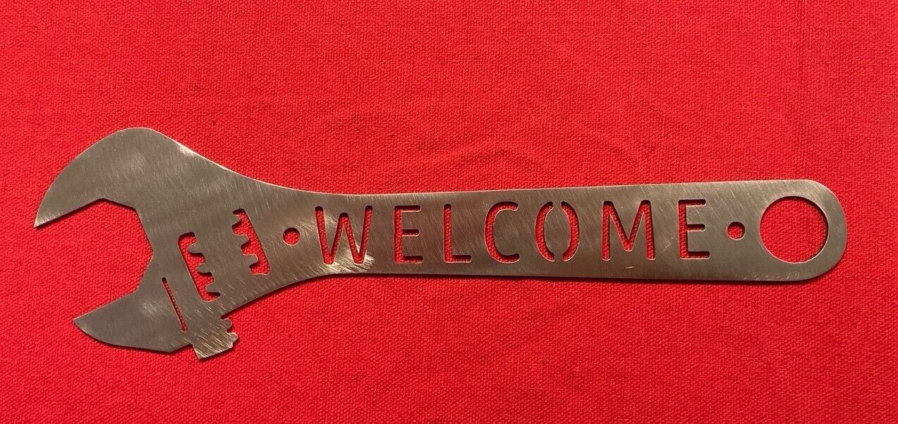 Welcome Wrench Metal Wall Art Home Decor Man Cave Garage Automotive Auto tool