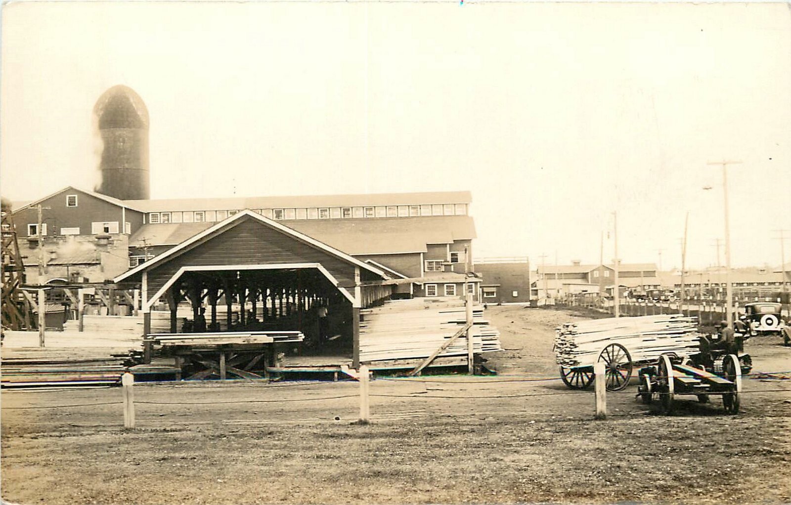 Lumber Sawmill Occupation 1930s automobile Postcard RPPC 24-9441