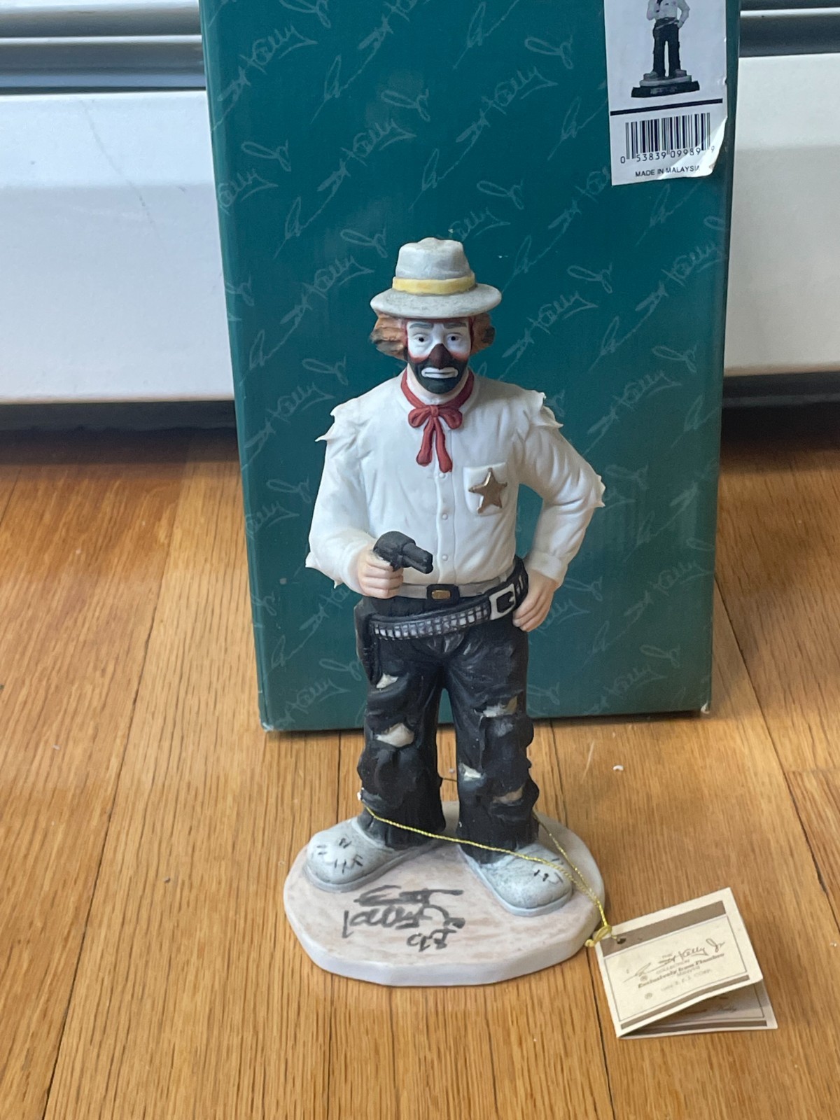 VINTAGE EMMETT KELLY THE VIGILANTE CLOWN STATUE SIGNED FIGURINE IN BOX 9989 GUN