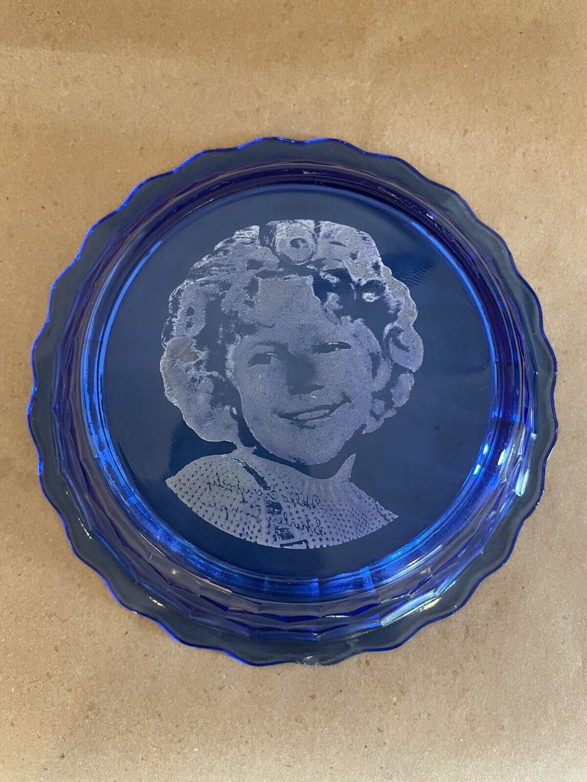 Cobalt Blue Bowl with The Image of Shirley Temple on The Bottom Collectible