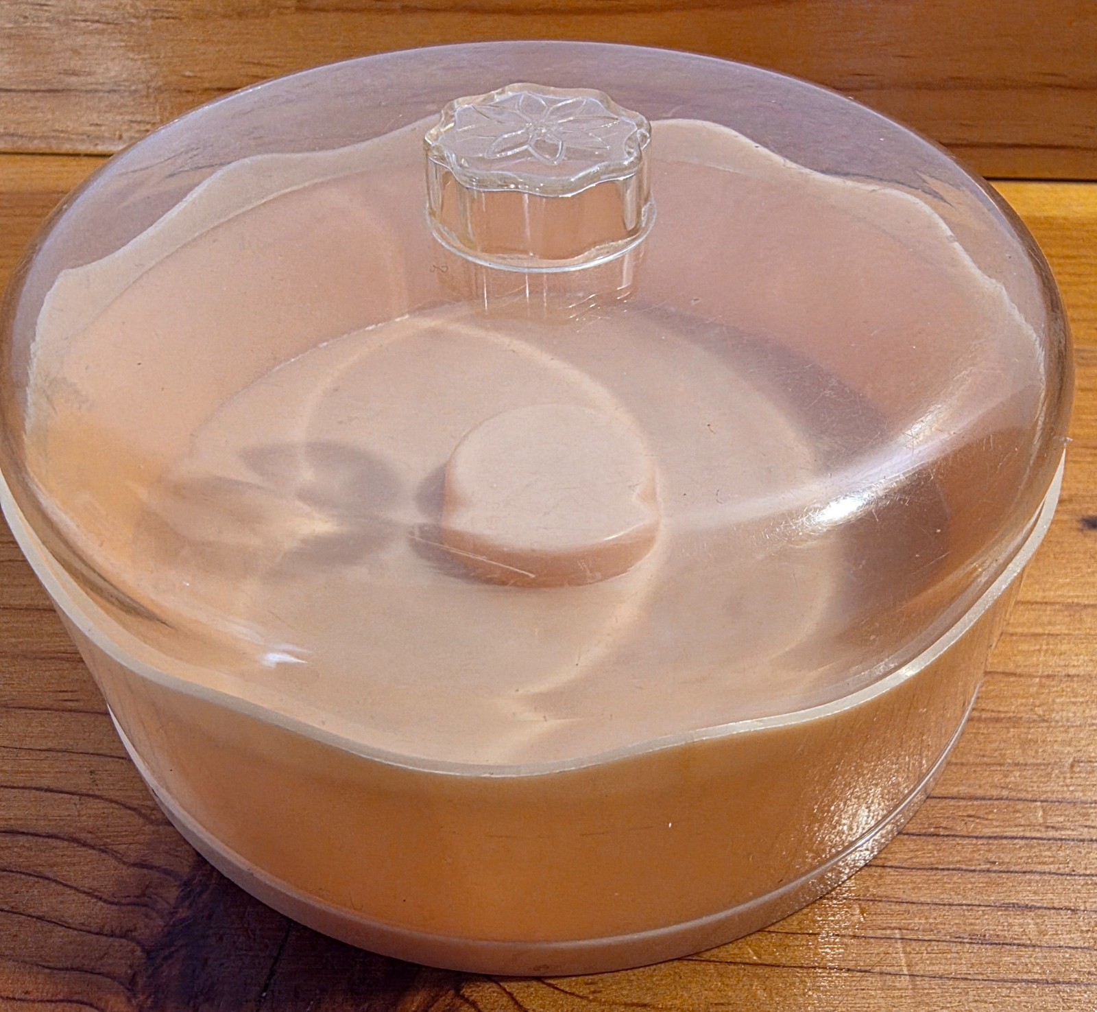 Vintage Pond’s Dreamflower Dusting Powder Container Pink Vanity Jar w Clear Lid