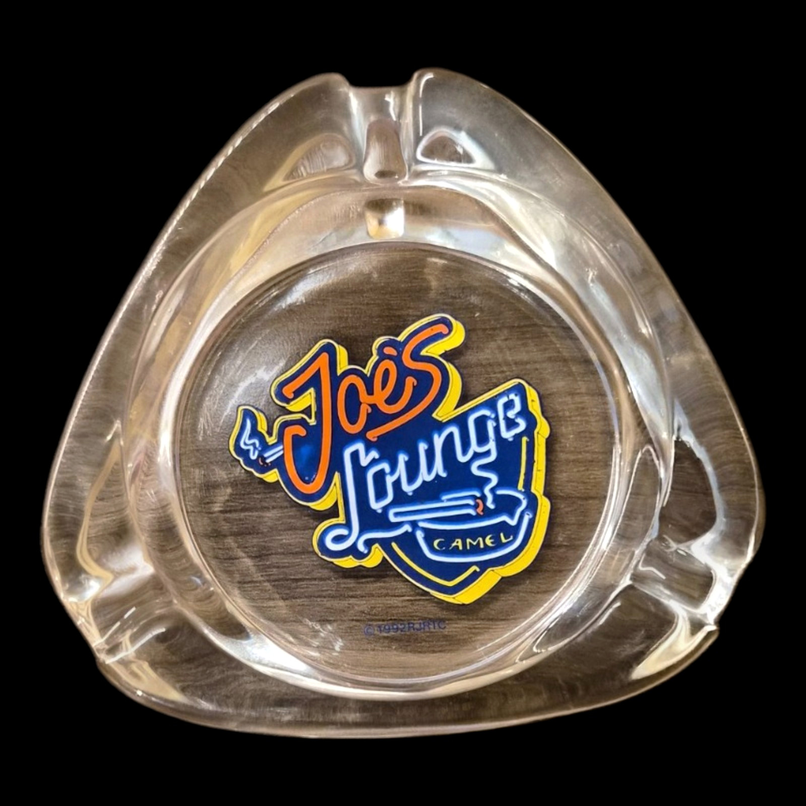 Vintage 1992 Joe Camel Joe's Lounge Glass Ashtray RJRTC Triangle 3.4