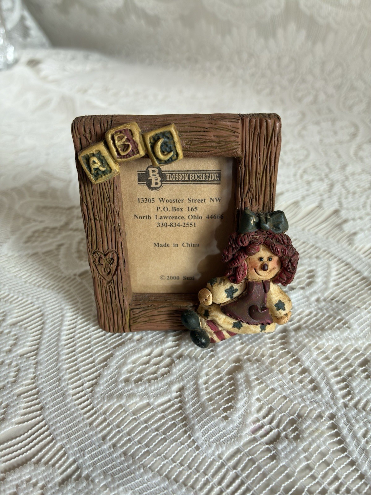 RARE Vintage Blossom Bucket Mini Frame Suzi Skoglund Raggedy Ann ABC Doll 2000