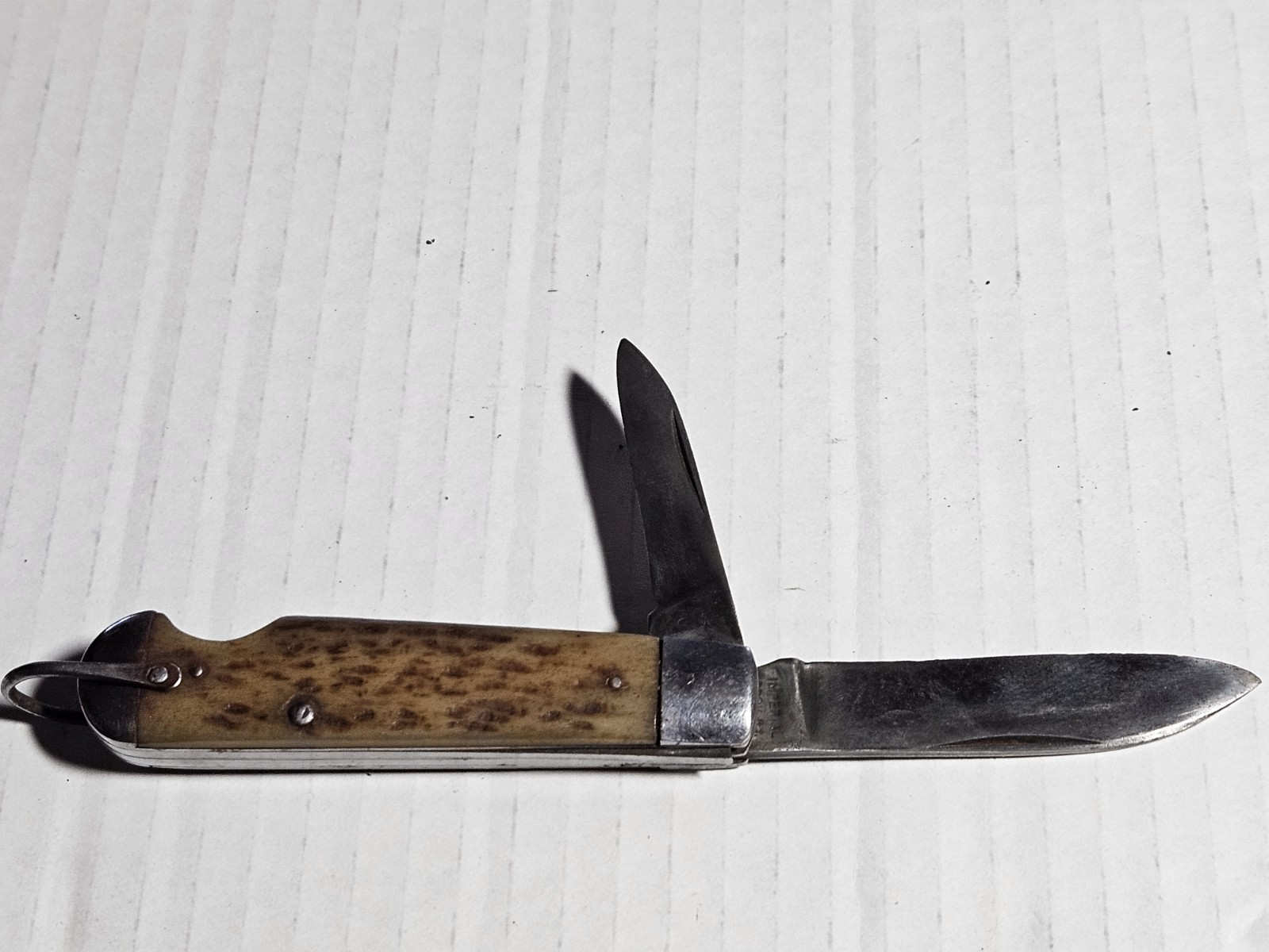 VTG Imperial USA EZ EASY Open Jack Knife Brown Bone Handles