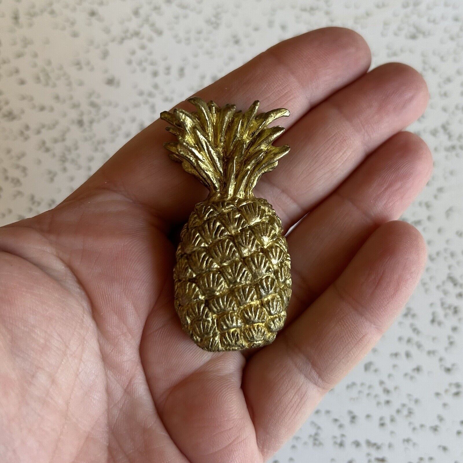 Vintage Brass Pineapple Paperweight, Solid Brass Mini Pineapple Paperweight 2”