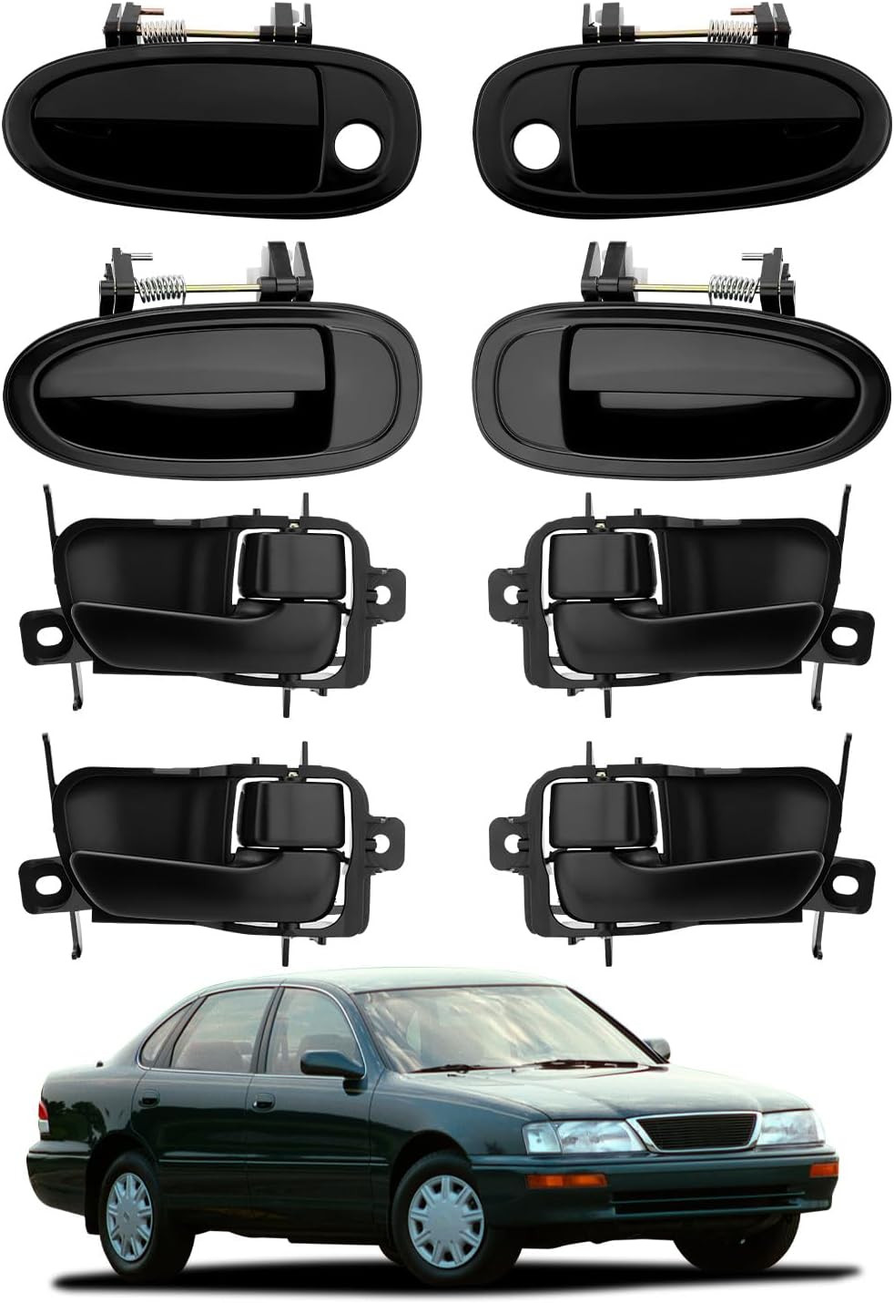 Door Handle Set(8Pcs), Compatible with 1995-1999 Toyota Avalon, Interior&Exterio