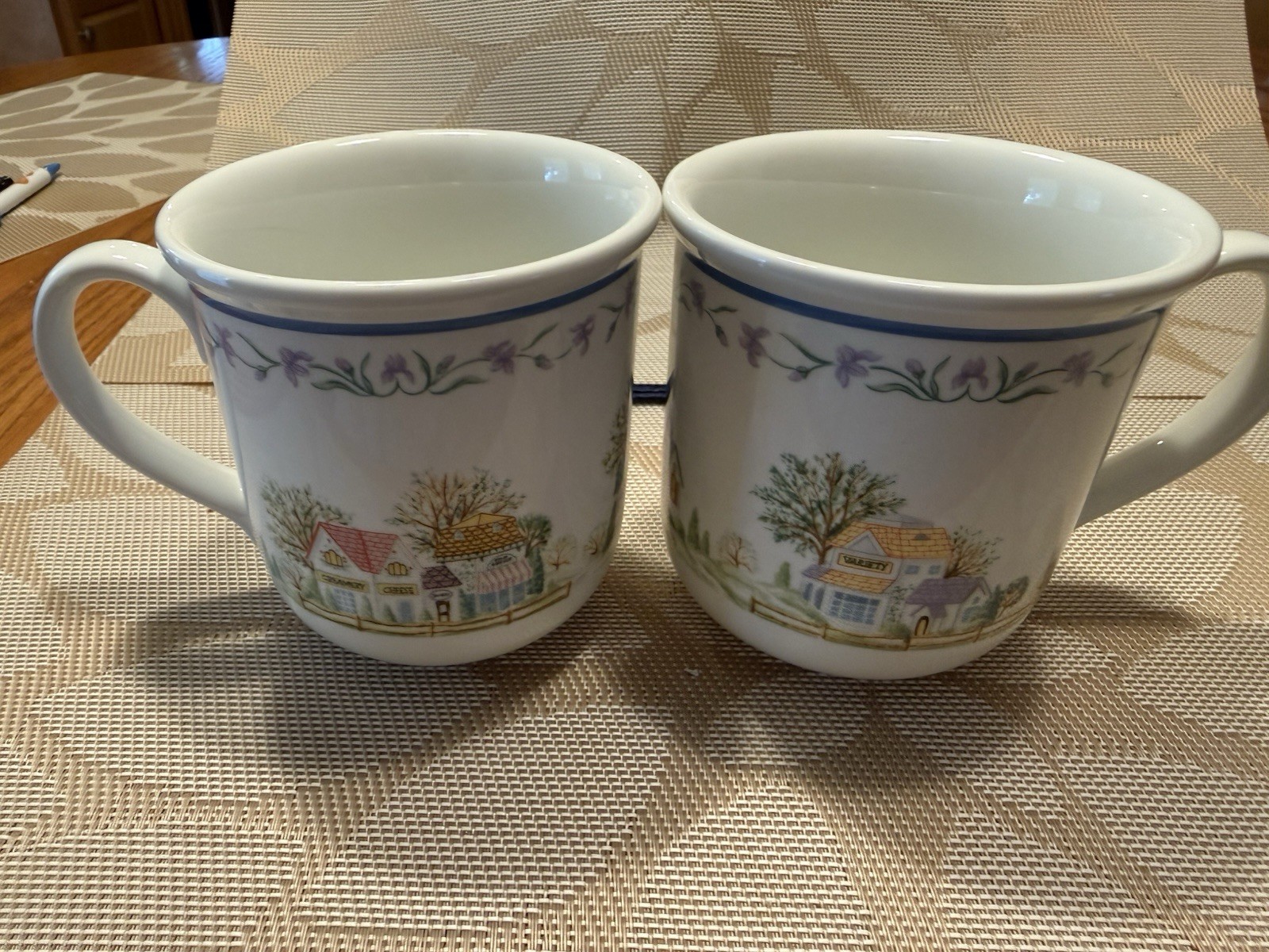LENOX SPICE VILLAGE Pattern - 2 Coffee CUPS Dinner MUGS ----1995