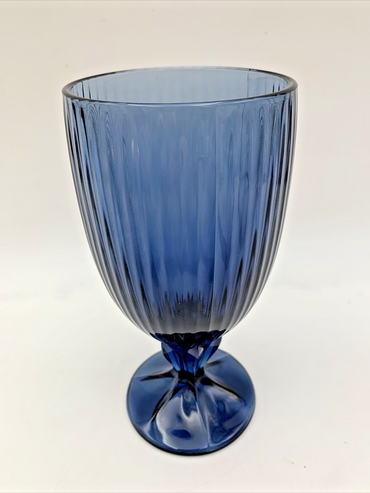 Fostoria Glass Monet Midnight Dark Blue Iced Tea Goblet Stem 6-7/8” H 14 oz Full