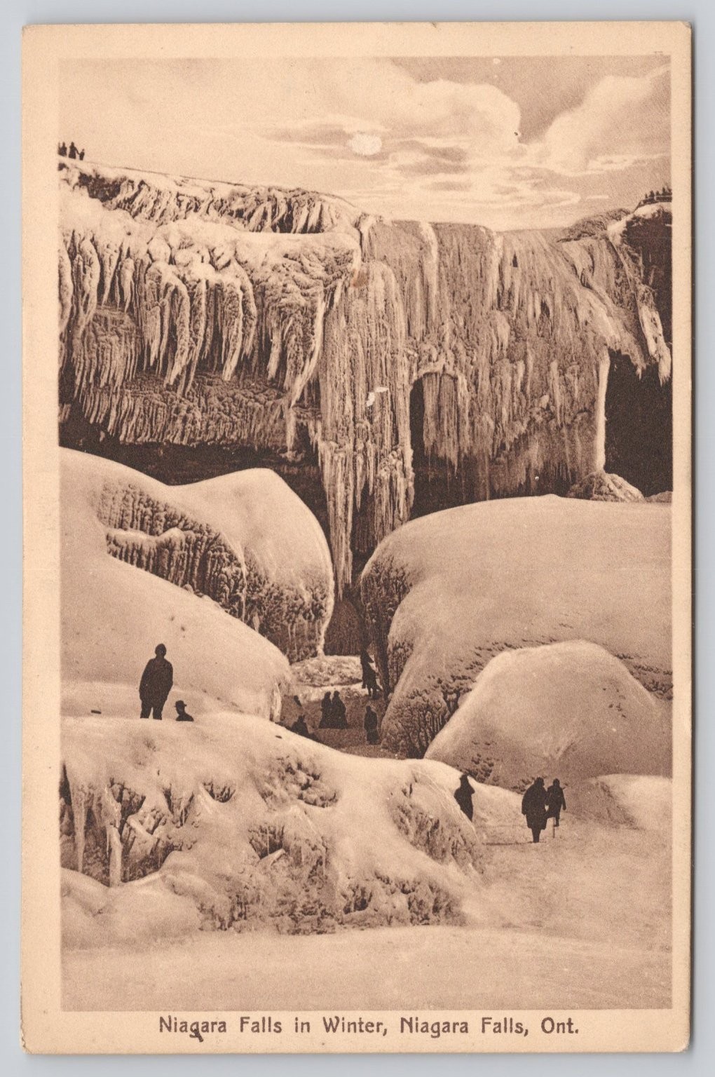 Vintage Niagara Falls Winter Postcard Frozen Ontario Canada Saxony Print
