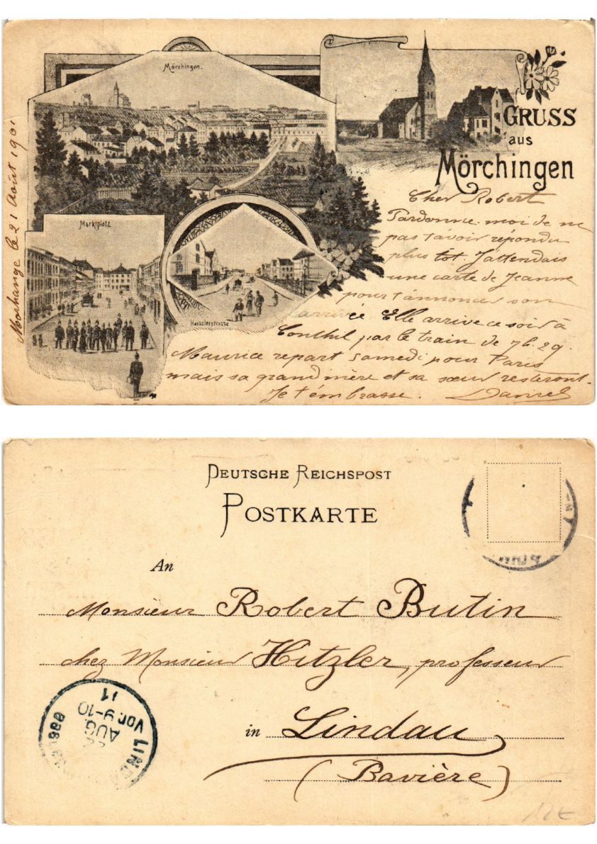 Old postcard AK LITHO greeting from MÖRCHINGEN LORRAINE (379344)