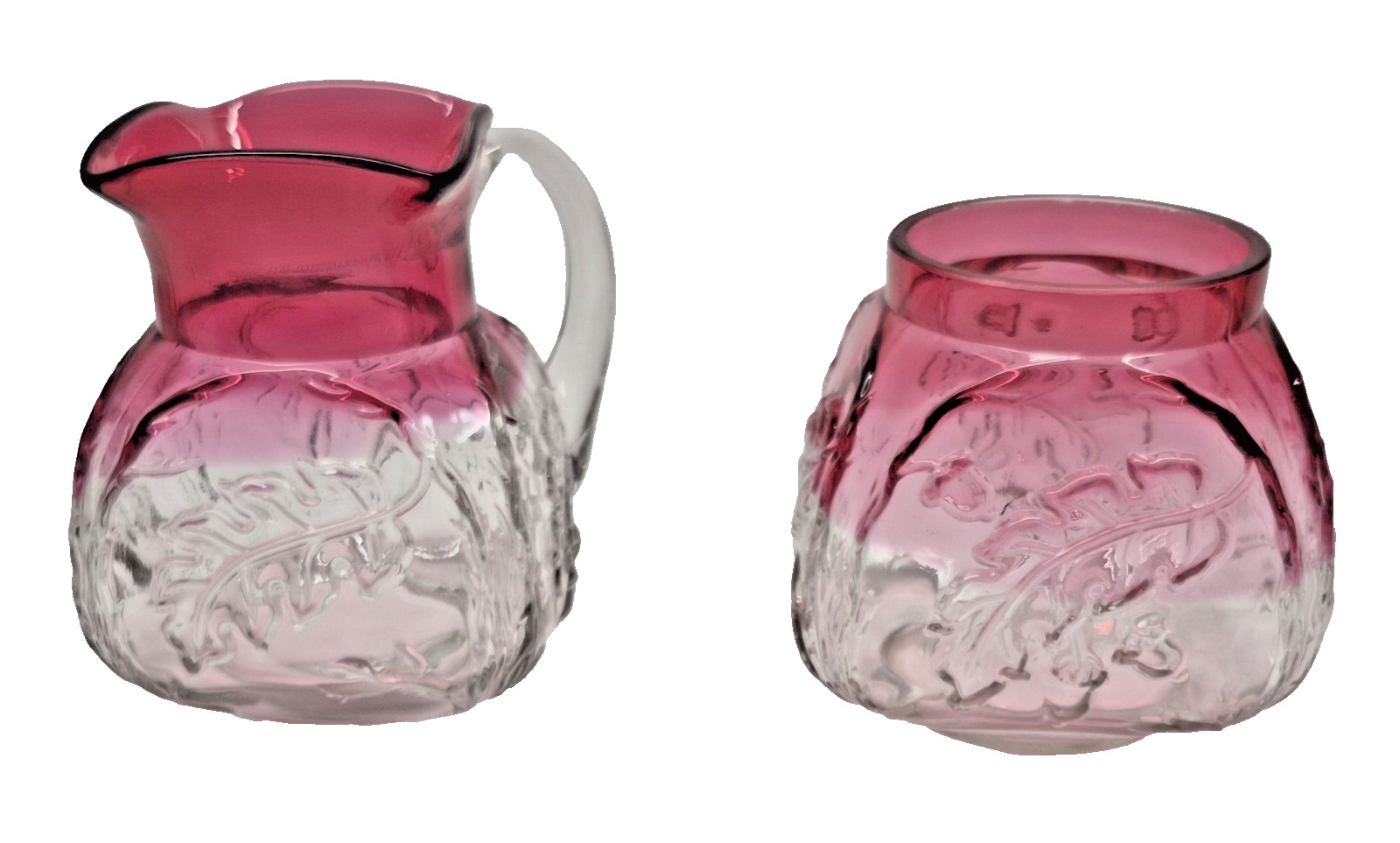 Old Northwood Cranberry And Clear Glass Royal Oak Rubina Glass