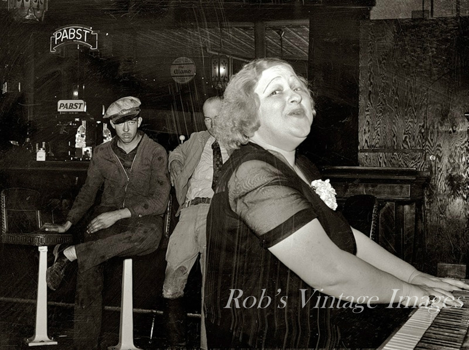   Honky Tonk Woman Piano Player Photo 1935 Pabst Beer Saloon North Platte NB