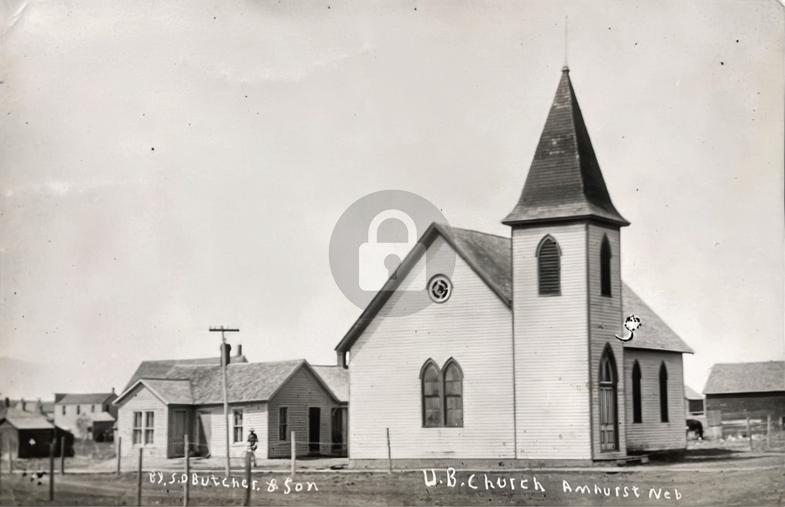 Amherst NE Nebraska United Brethren Church c1908 RPPC Photo Postcard COPY