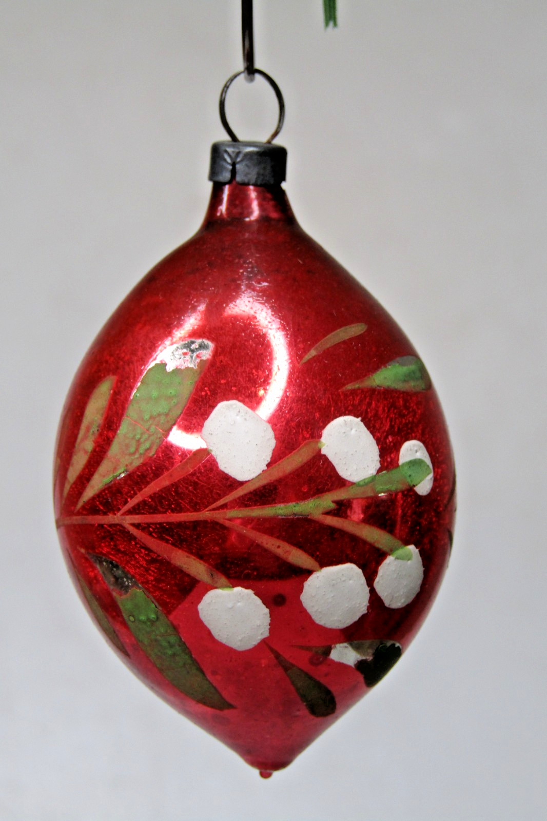 VTG pre WWII Glass LILY of VALLEY FLOWER Pictured DROP Christmas Ornament HEIM
