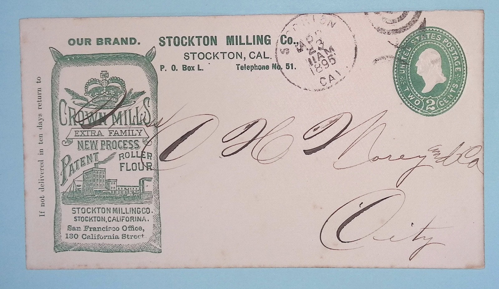 UNITED STATES CROWN MILLS FLOUR ADVERTISING COVER 1895 Z966