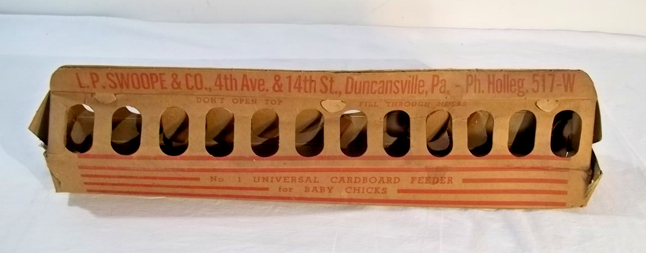 Vintage Universal Cardboard Chick Feeder L P Swoope Duncansville PA Hollidaysbur