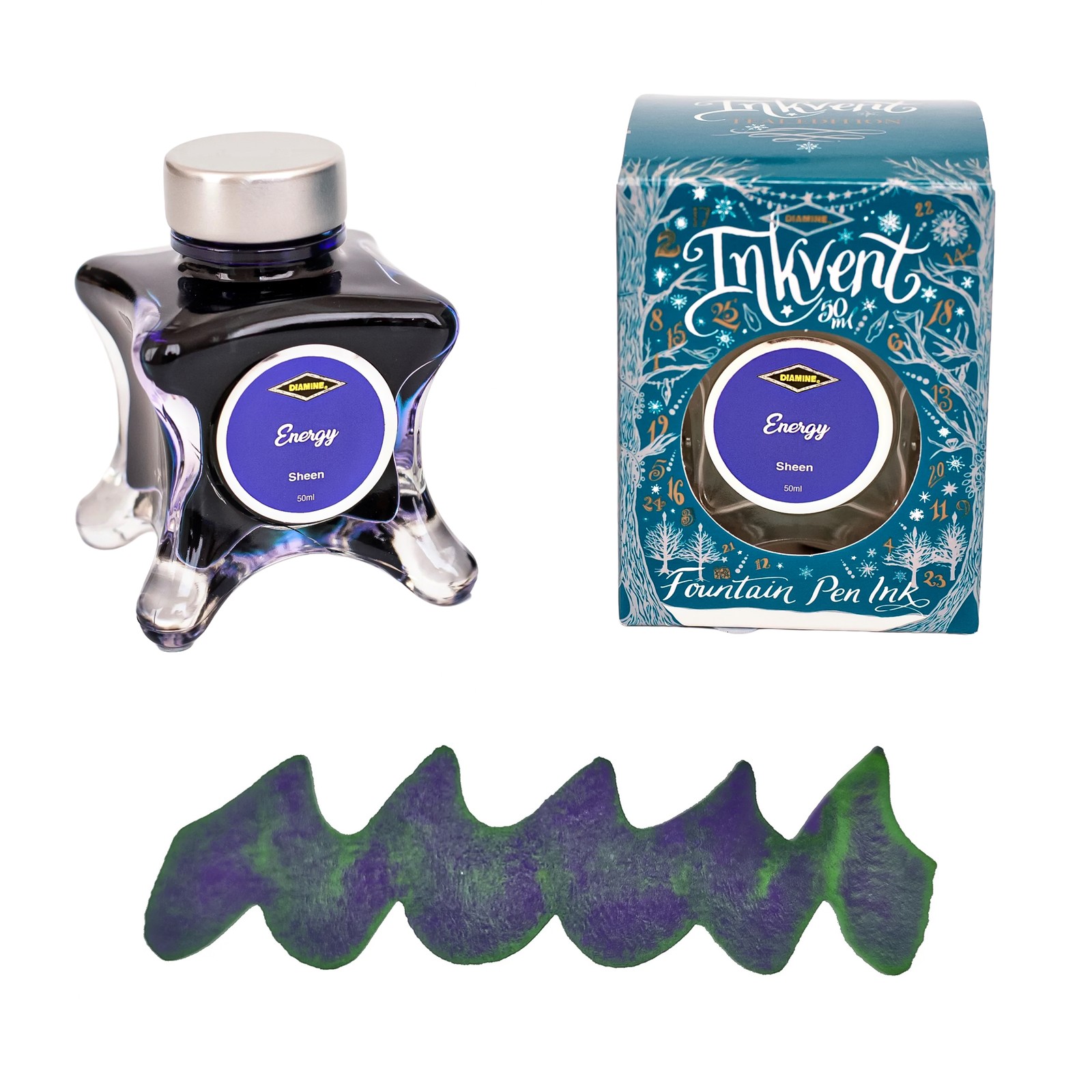 Diamine Inkvent Teal Edition Sheen Bottled Ink in Energy - 50 ml - NEW in Box