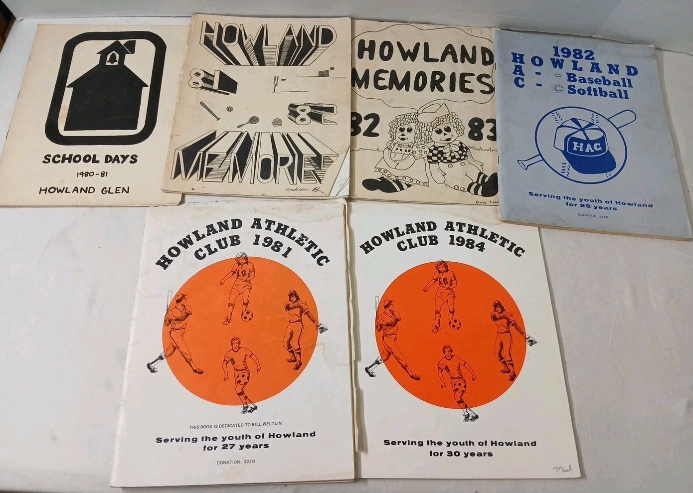 Howland School Ohio 1980-1984 Yearbook Program Lot Of 6  Athletic Club