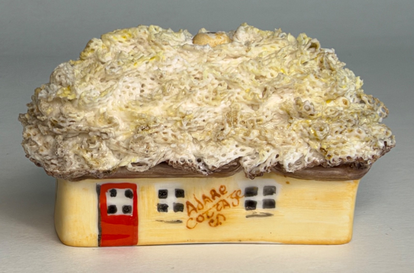 Vintage MZ IRISH DRESDEN IRELAND Adare Cottage PORCELAIN LACE ROOF - MINIATURE
