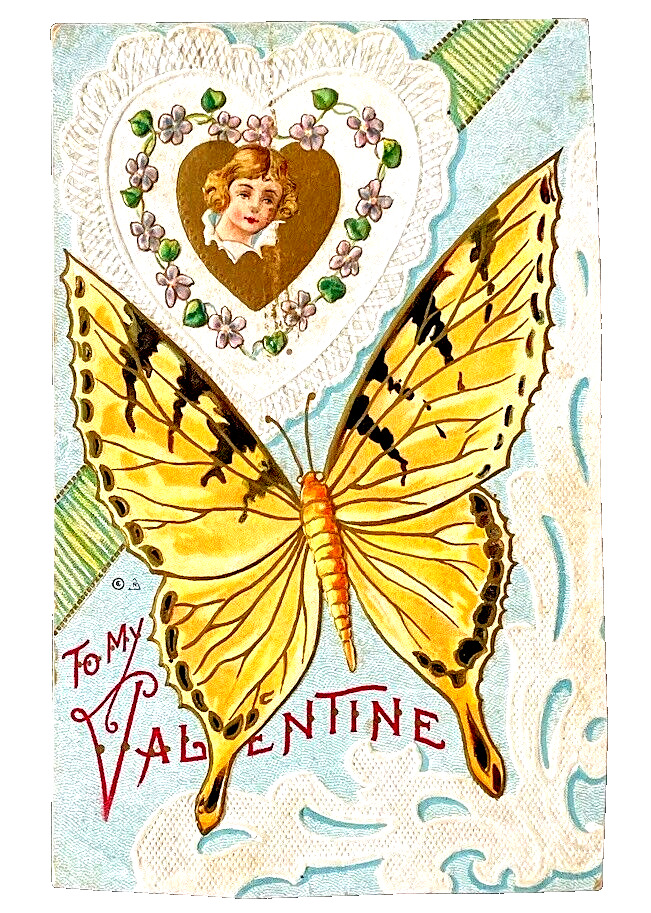 1911 Postmarked VALENTINES DAY Postcard Original Antique Paper Vintage Ephemera
