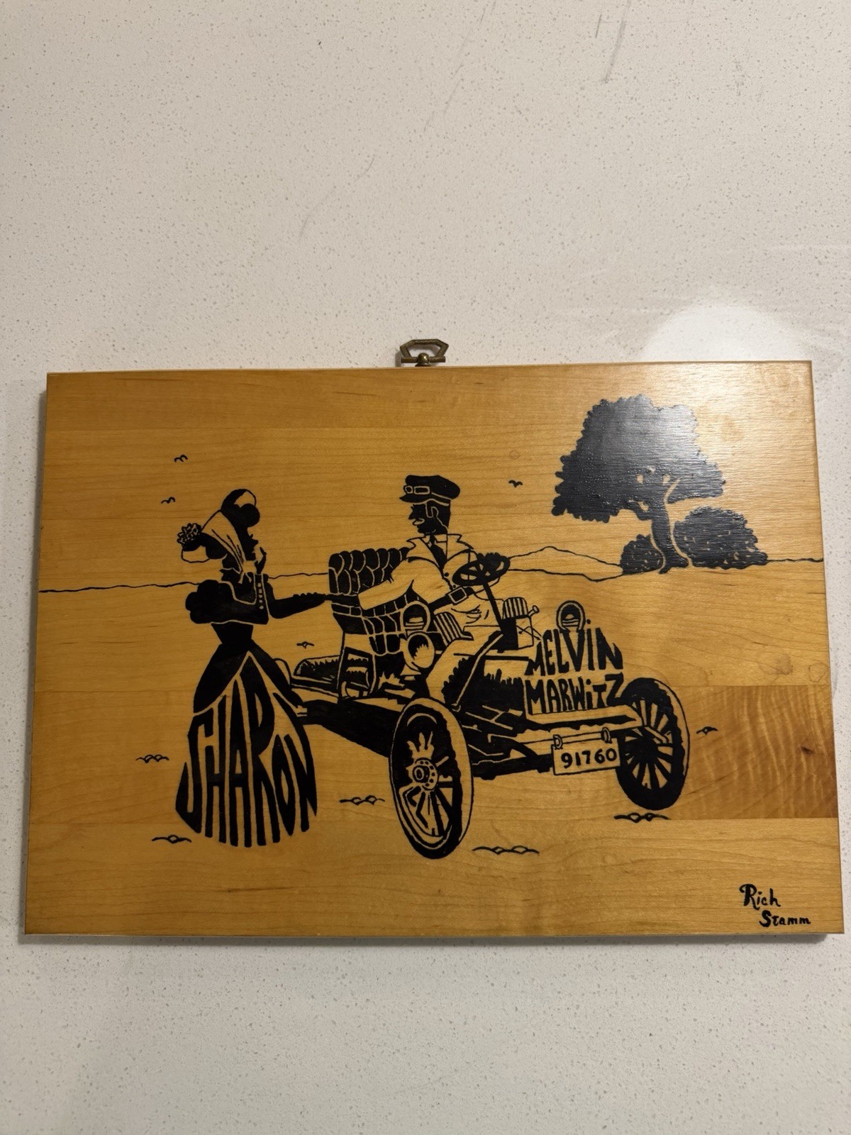 Vintage Double Sided Ford Model A Wood Plaque Signed Rich Stamm 25th Anniversary Vintage Double Sided Ford Model A Wood Plaque Signed Rich Stamm 25th Anniversary