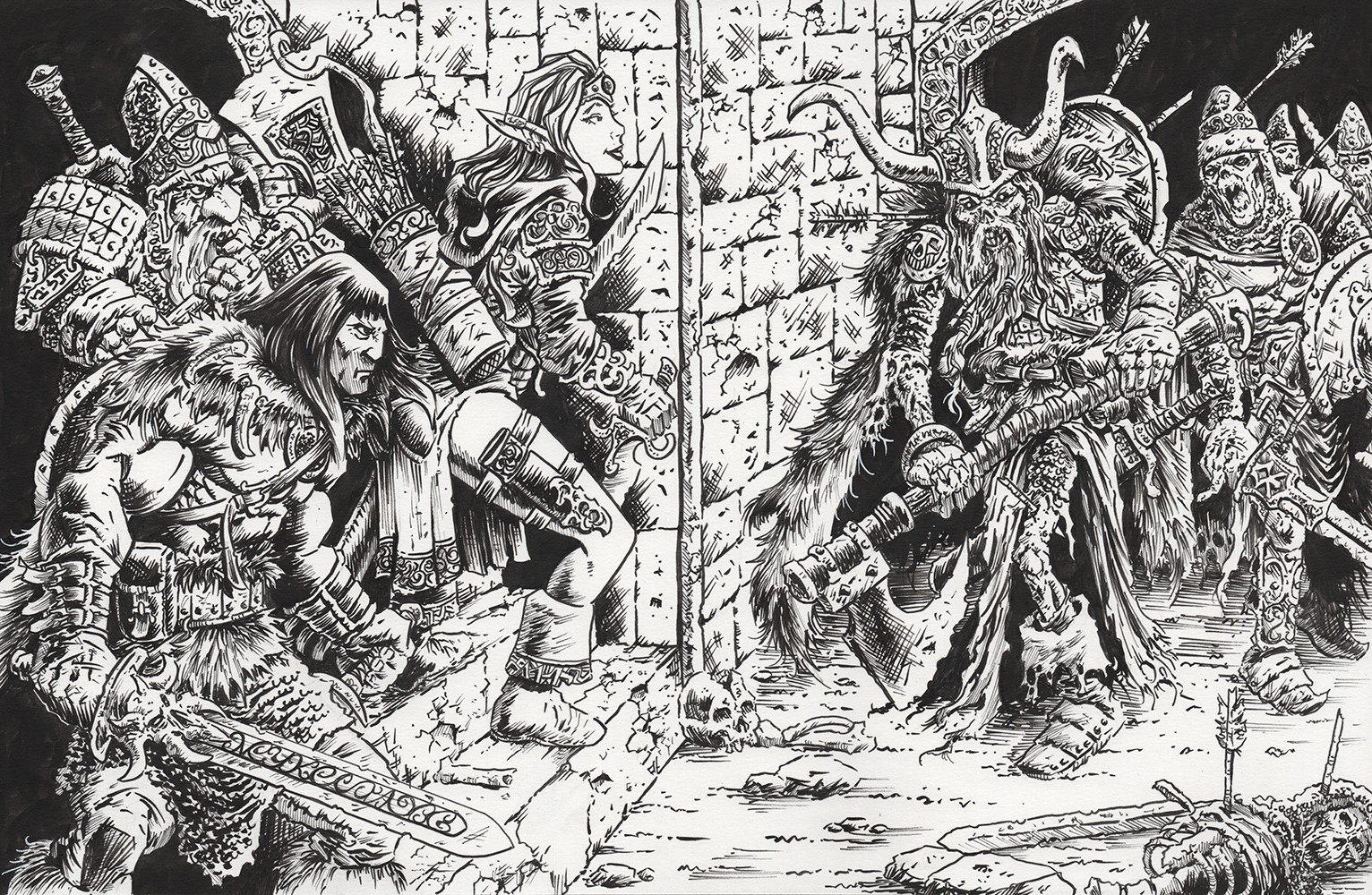 Death Stalks These Halls-OOAK Original Fantasy Drawing-DND-Dungeon Crawler-Myke