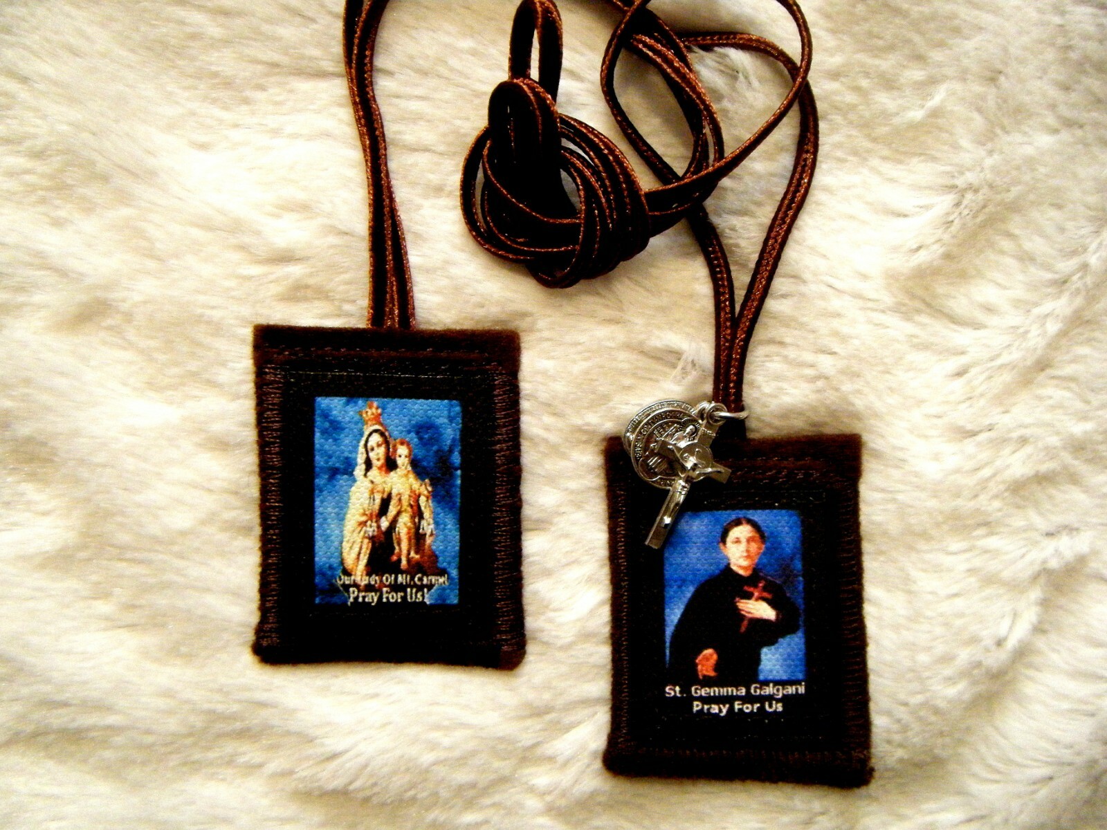 St. Gemma Galgani Brown Scapular 100% Wool Handmade in USA
