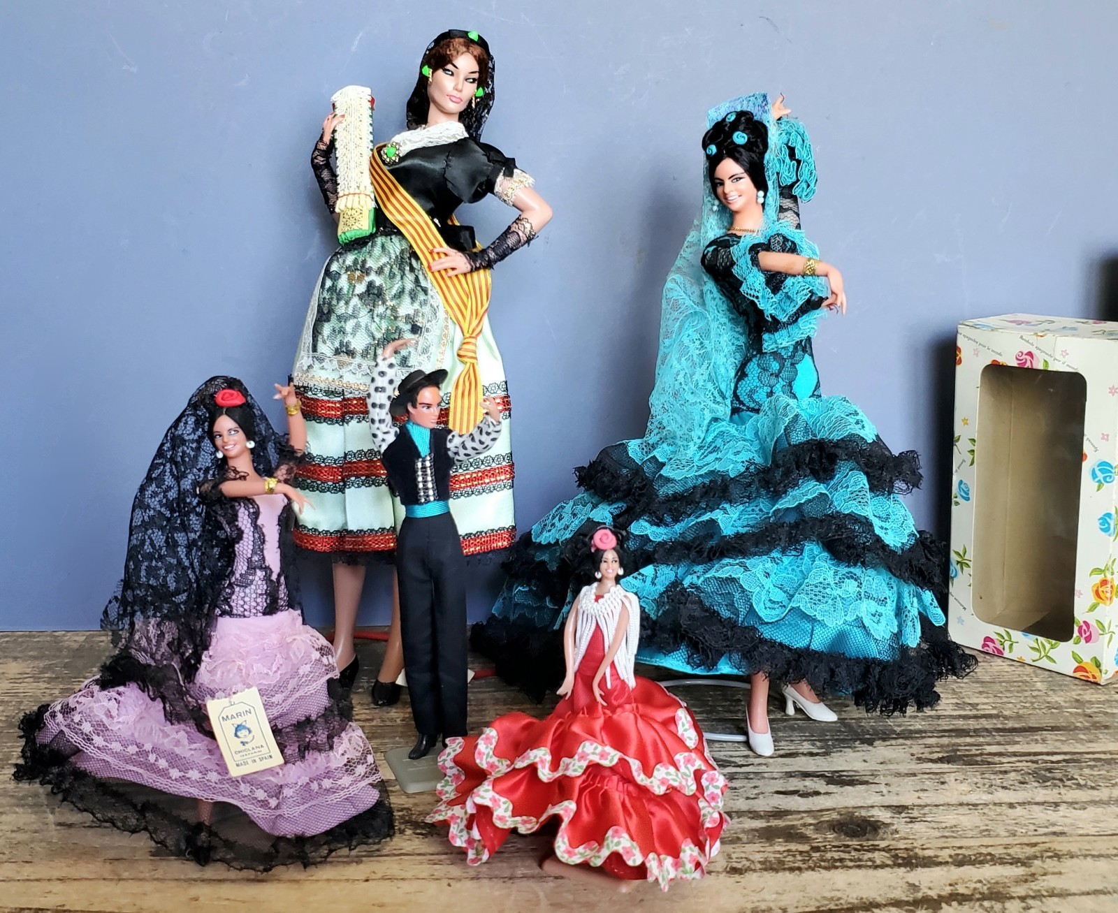 5 Vintage Marin Chiclana Flamenco Dancer Dolls 14