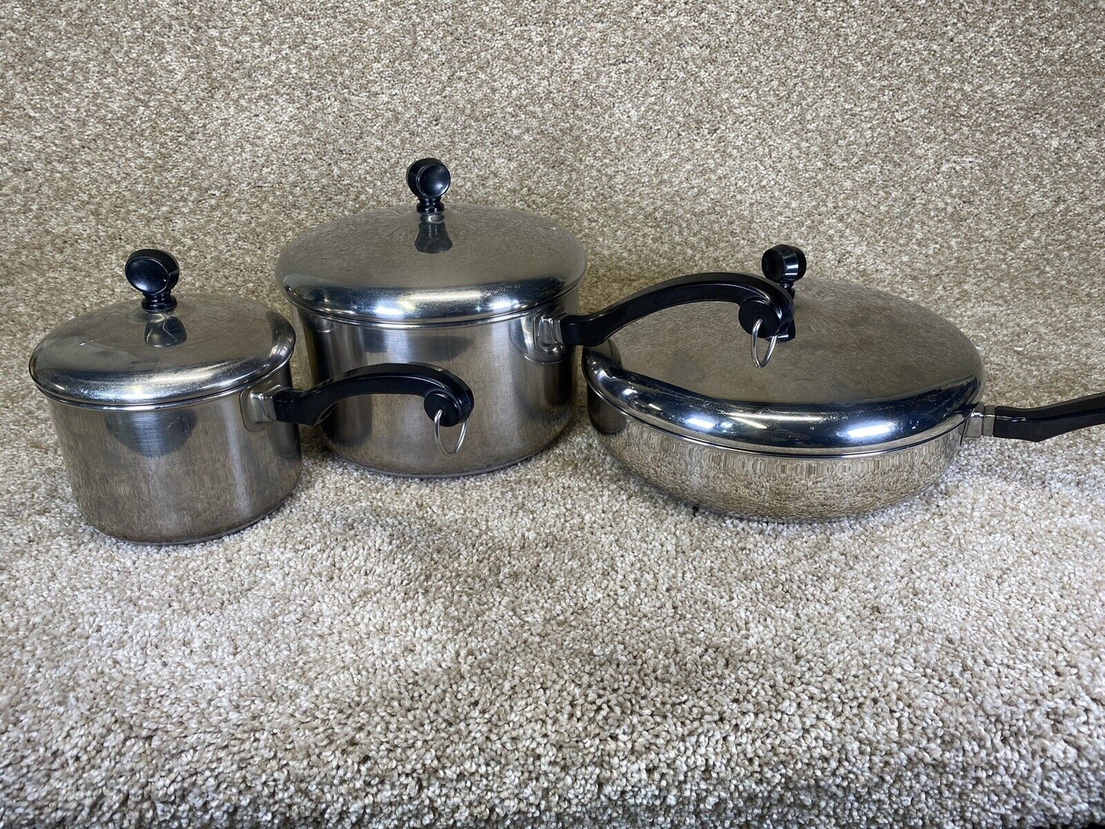 Farberware 6 pc Cookware Set Stainless Steel Aluminum Clad Pots Pans Vintage