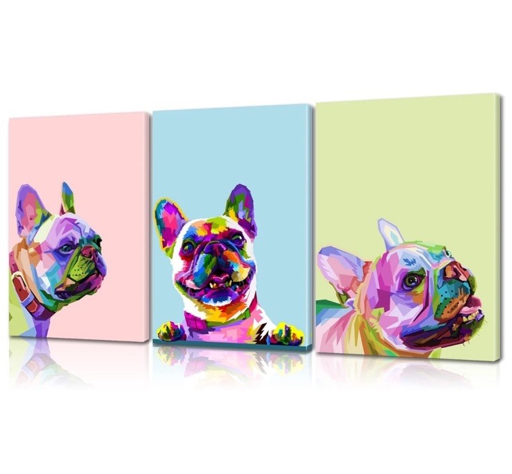 3 Piece French Bulldog Wall Art Dog Canvas Wall Art - French Bulldog Painting...