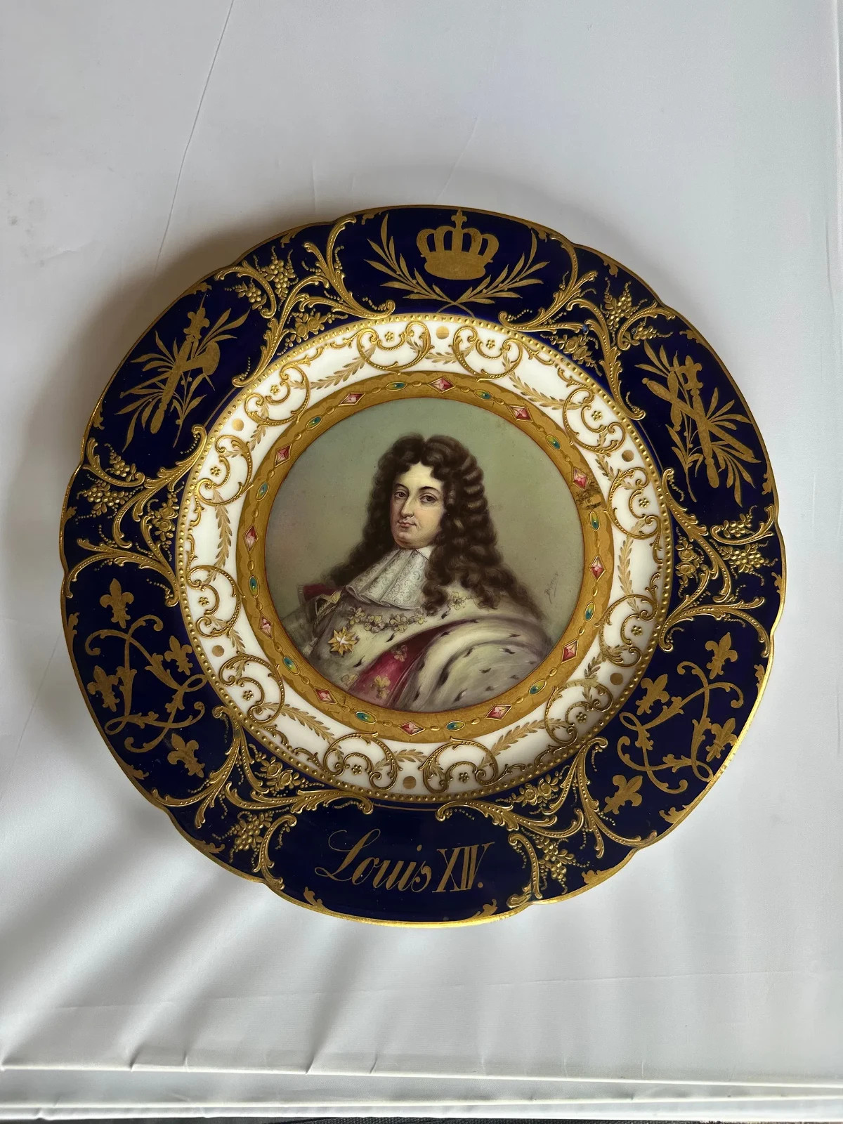 GORGEOUS Antique SEVRES plate of King Louis XIV