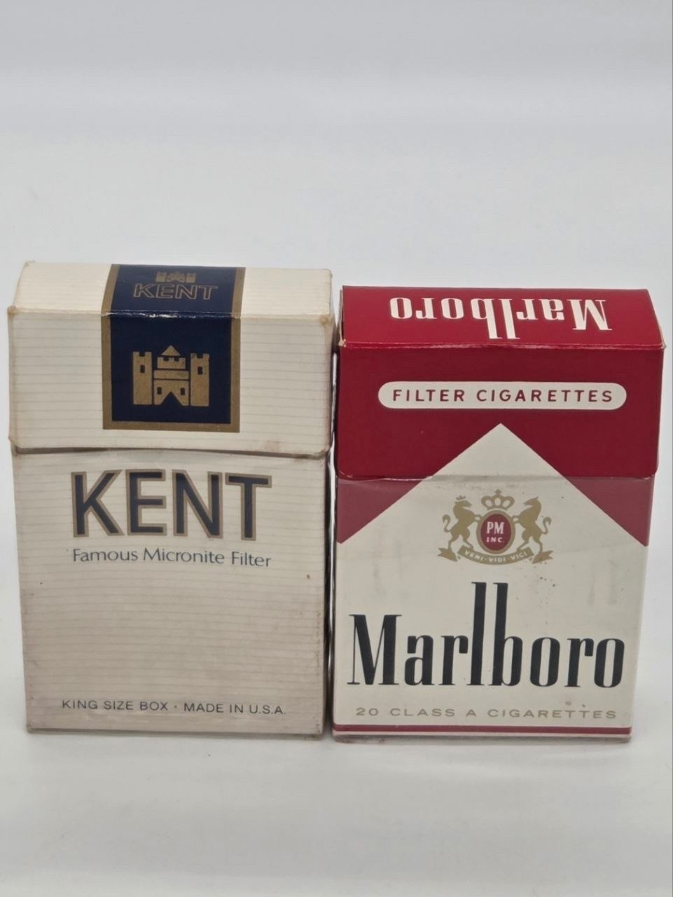 Vintage Marlboro & Kent Empty Cigarette Packs Lot of 2 Made in USA Collectible