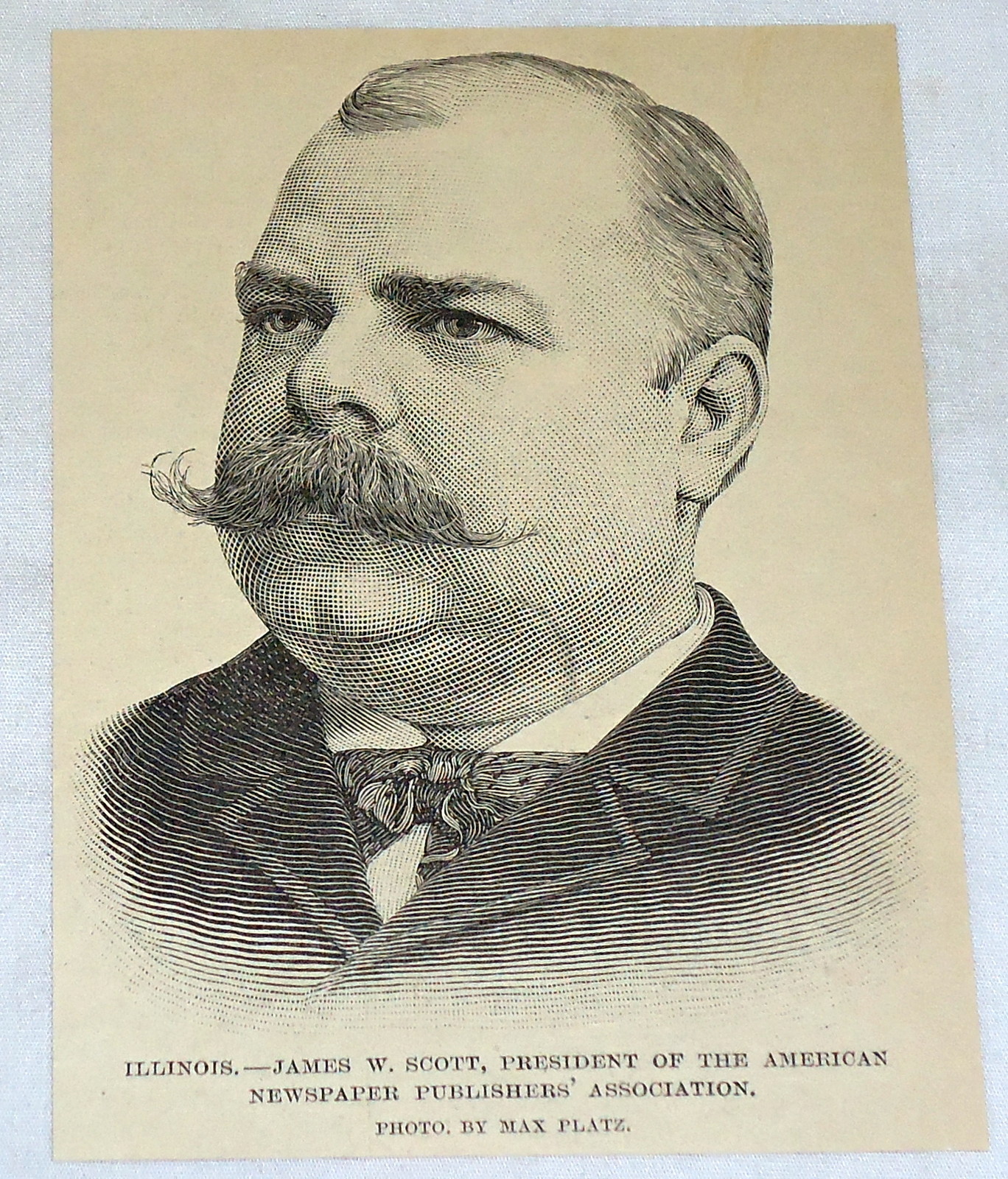 1889 magazine engraving ~ JAMES W. SCOTT, ILLINOIS ~ PRESIDENT OF AMERICAN...