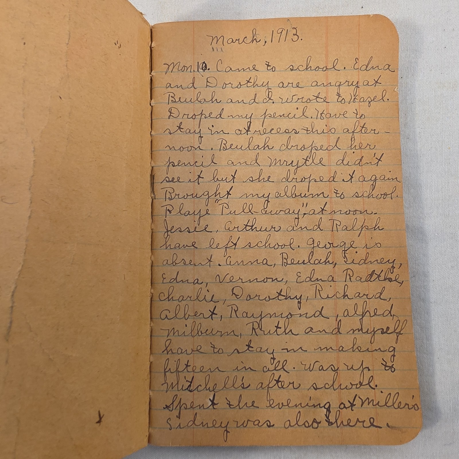 Antique 1913 Handwritten Pocket Diary Memo Notebook Journal Ephemera 5.5 Inch