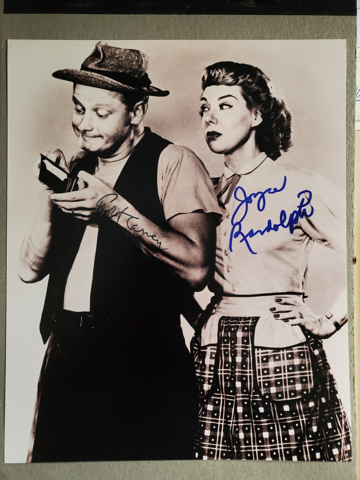 ART CARNEY & JOYCE RANDOLPH SIGNED AUTOGRAPHED THE HONEYMOONERS BW 8X10 PHOTO