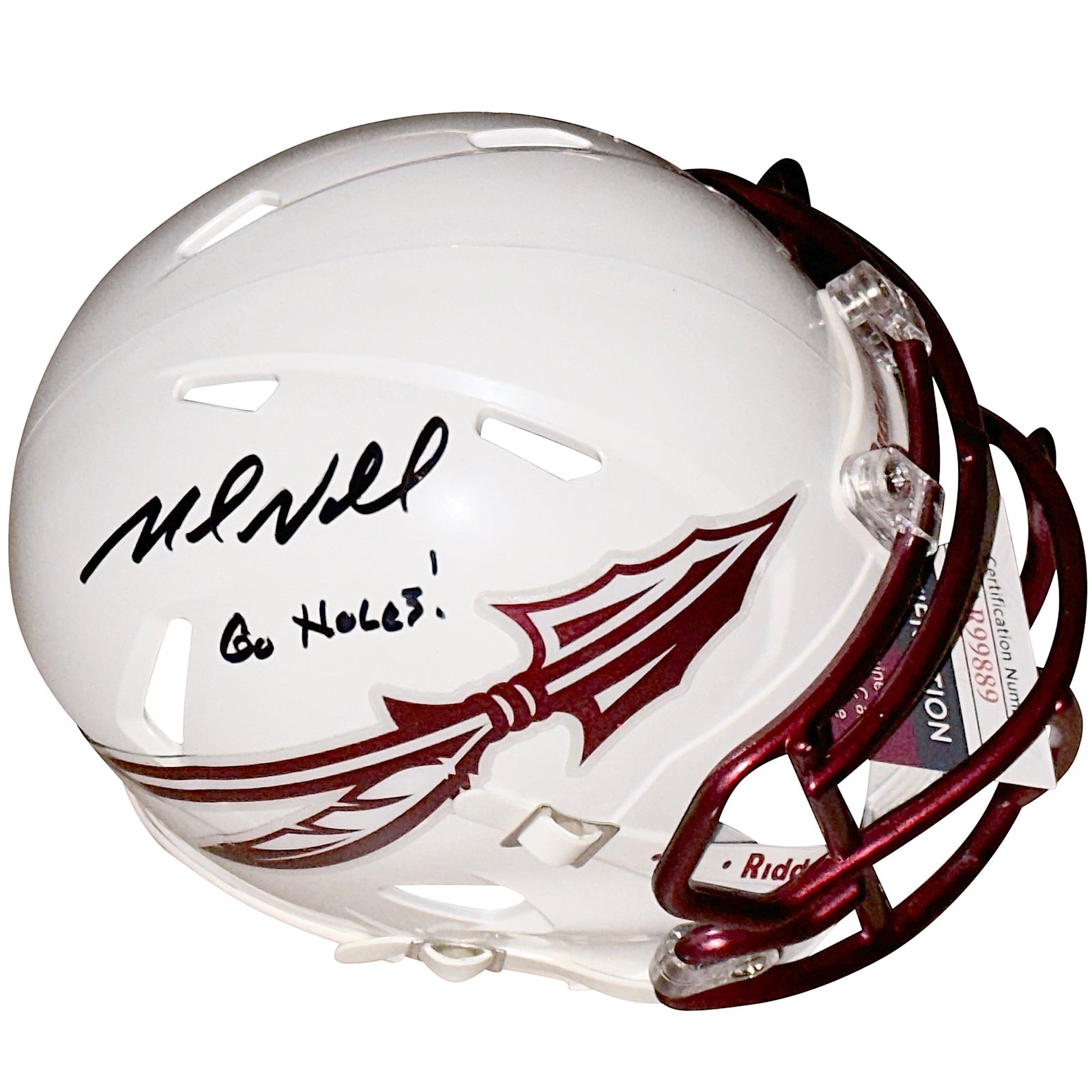 Mike Norvell Autographed Florida State FSU Seminoles (White Lightning) Mini Helm