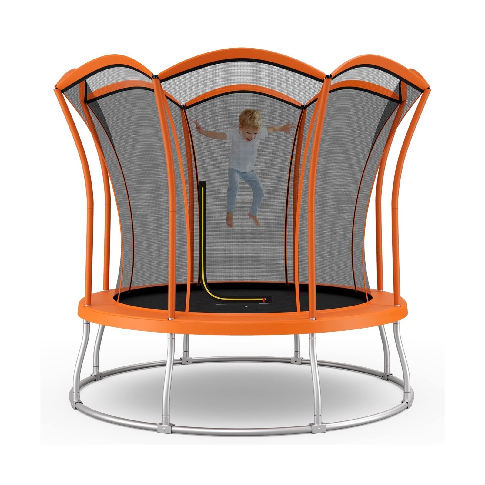 Trampoline 8/10FT ASTM Approved w/ Enclosure & L-Shape Entrance