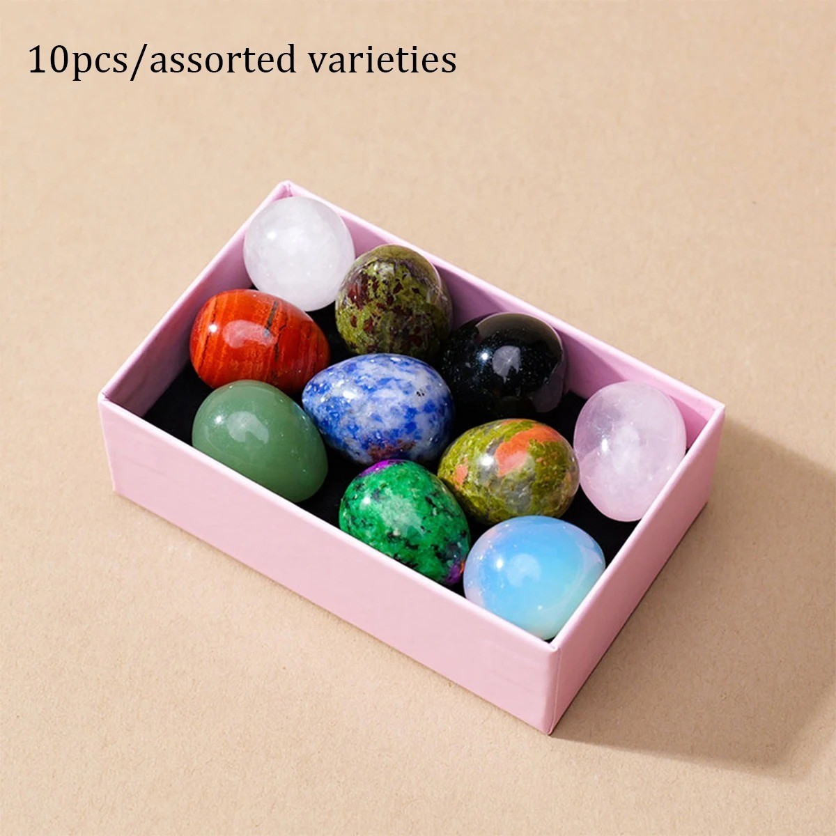 5/7/10pcs /box Natural Crystal Egg Stone Mini Polished Gemstone Jewelry Home Dec 5/7/10pcs /box Natural Crystal Egg Stone Mini Polished Gemstone Jewelry Home Dec