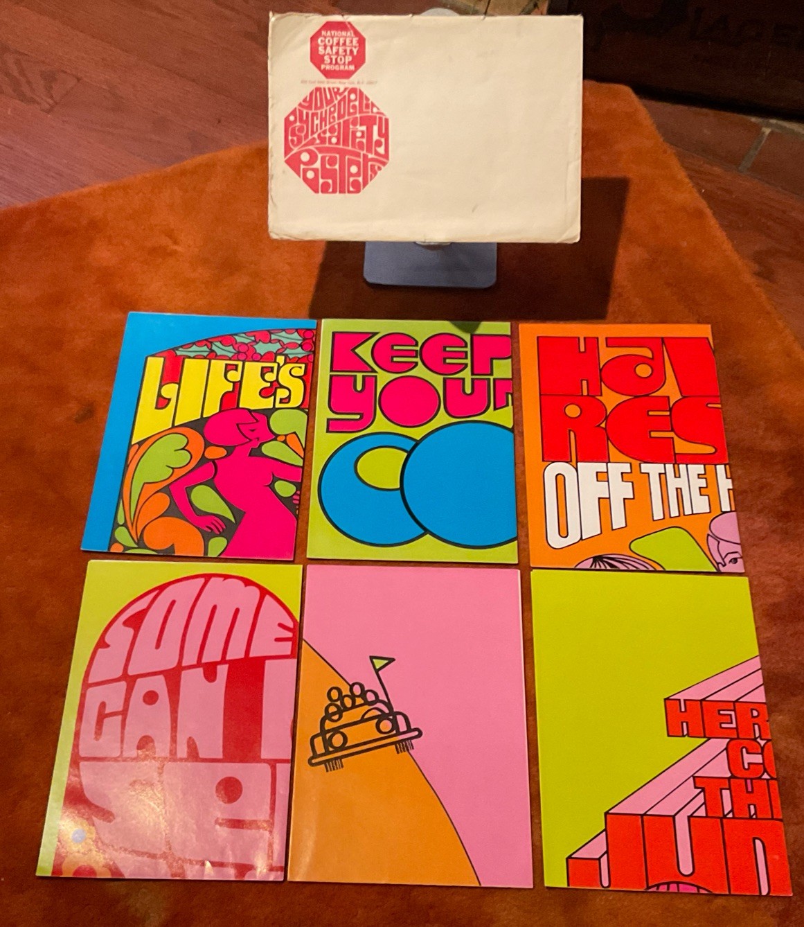 Vtg 1968 PSYCHEDELIC 6 POSTER Set - National COFFEE Safety Program Art RARE
