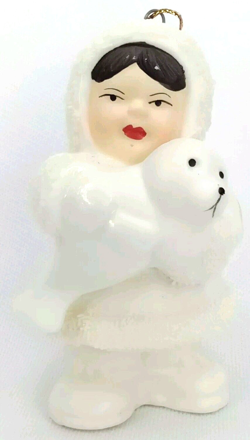 Vintage Arctic Kids Of Alaska Snowbaby Christmas Ornament Eskimo & Seal