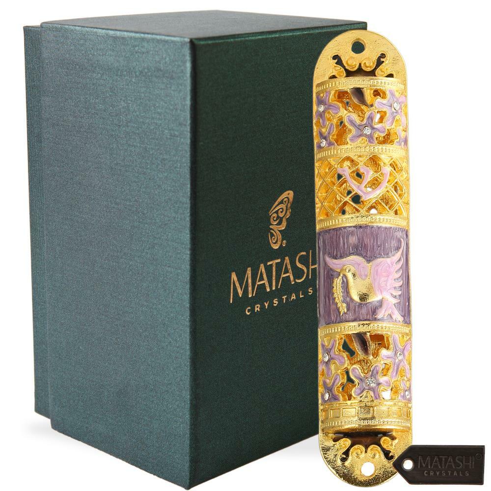 Matashi Hand Painted Enamel Mezuzah Embellished w a Floral Design w Gold Accents Matashi Hand Painted Enamel Mezuzah Embellished w a Floral Design w Gold Accents