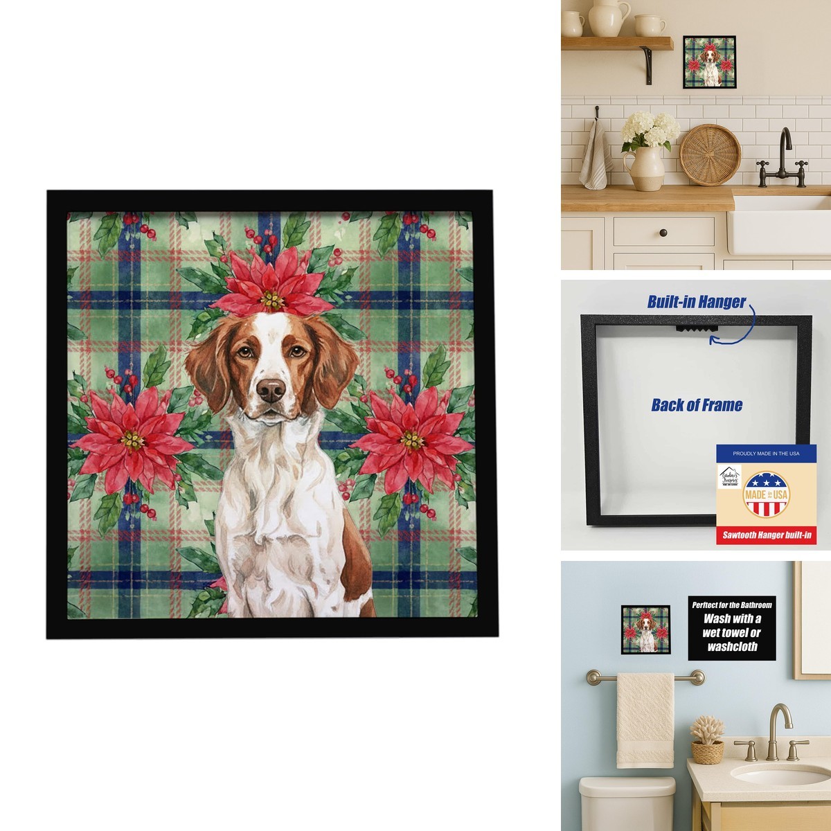Caroline\'s Treasures Brittany Dogs Framed Metal Wall Art 8x8