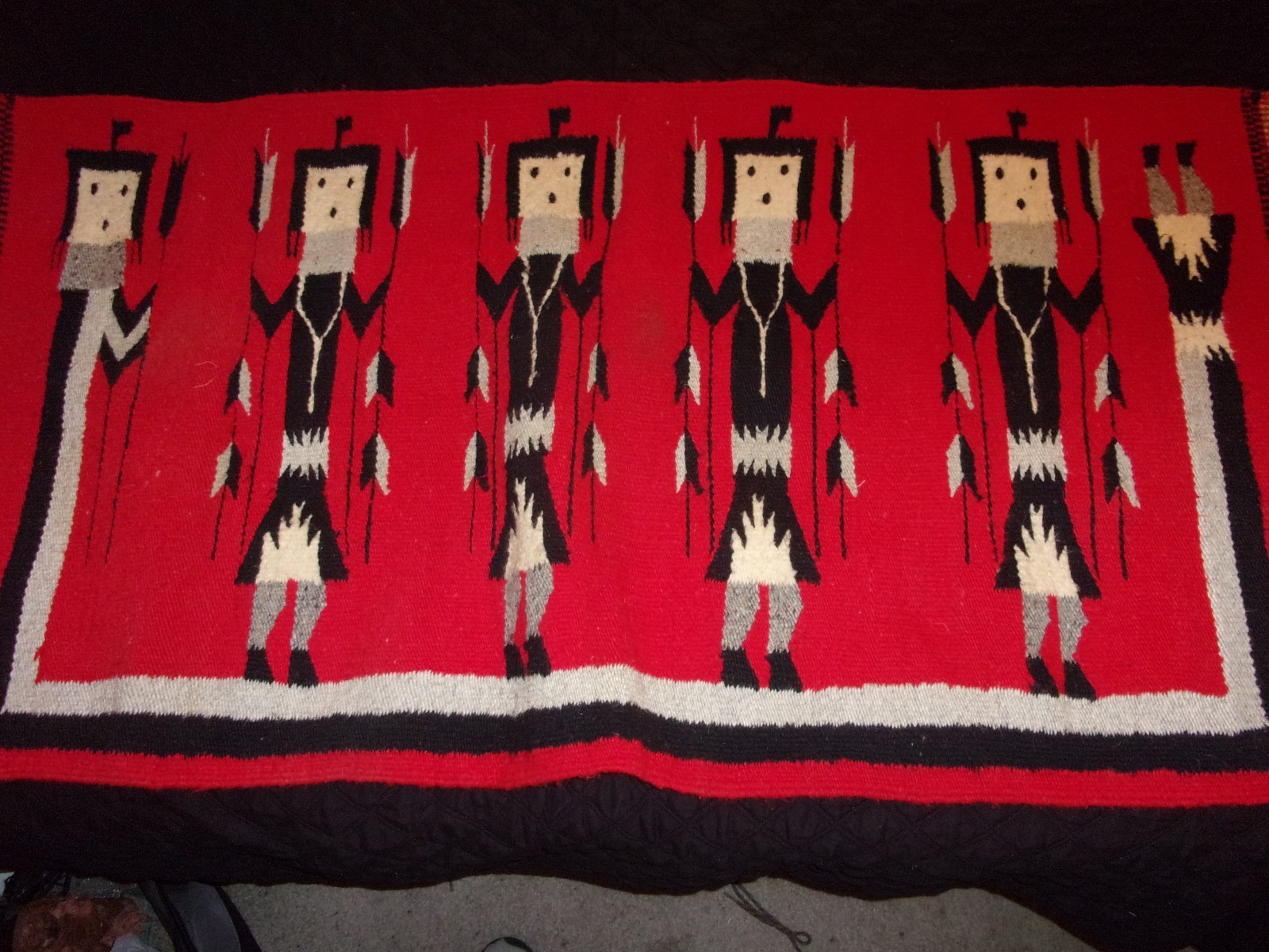 Vintage Navajo Five Rainbow Yei Rug Weaving