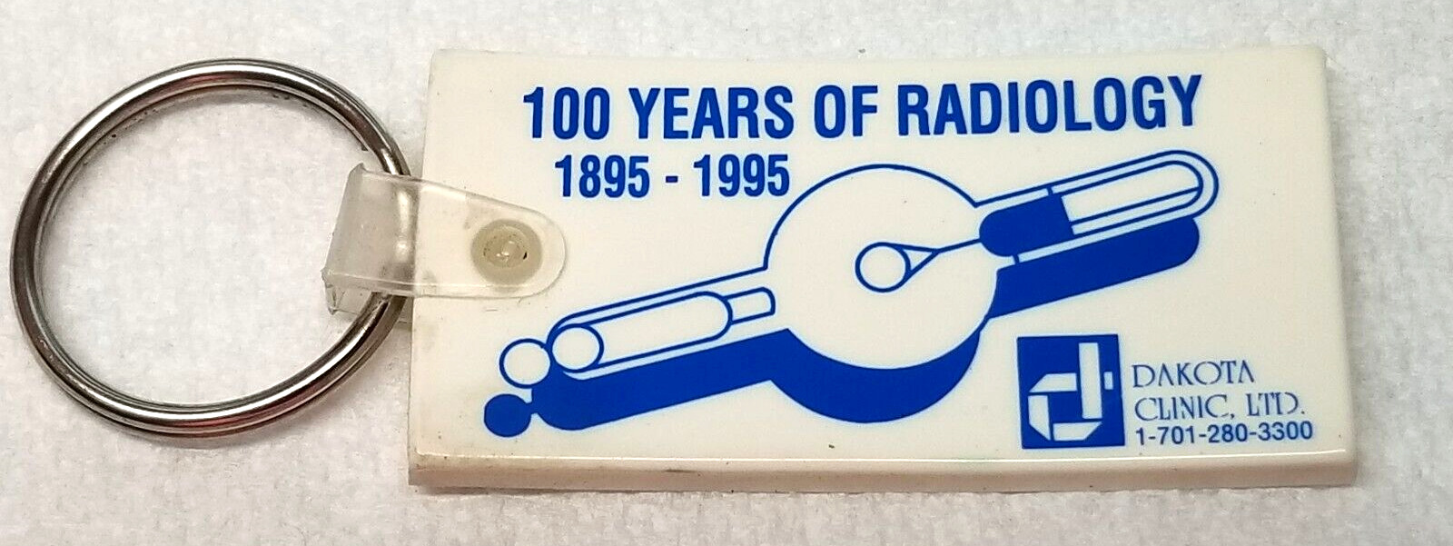 North Dakota Clinic Keychain 100 Years of Radiology Medical Plastic Vintage