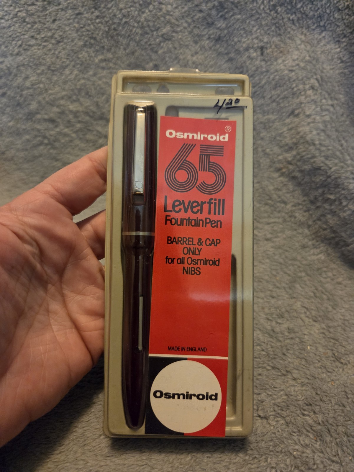 VINTAGE OSMIROID 65 LEVER FILL FOUNTAIN PEN BARREL & CAP ONLY. New Old Stock